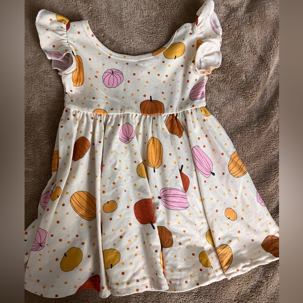 Dotdotsmile 12-24 month empire dress - pumpkin print